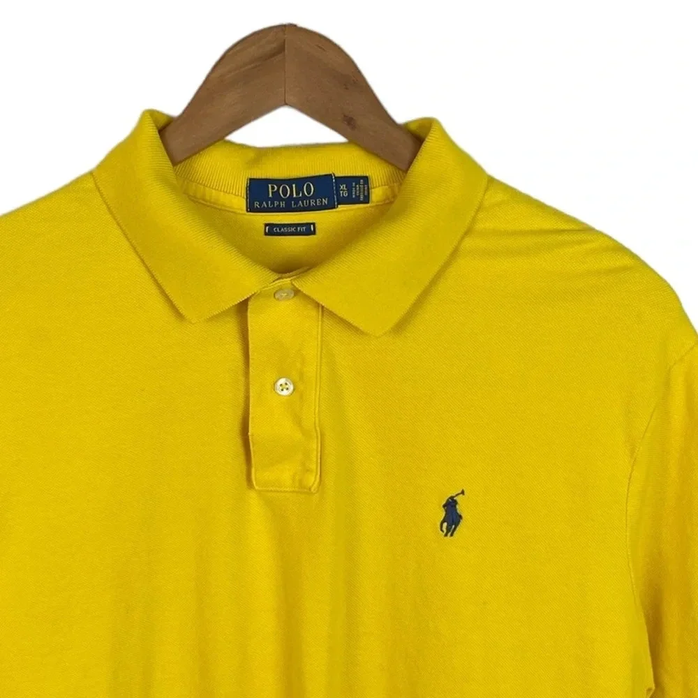 PO550 Mens Polo Ralph Lauren Designer Classic Fit Canary Yellow Polo Shirt XL